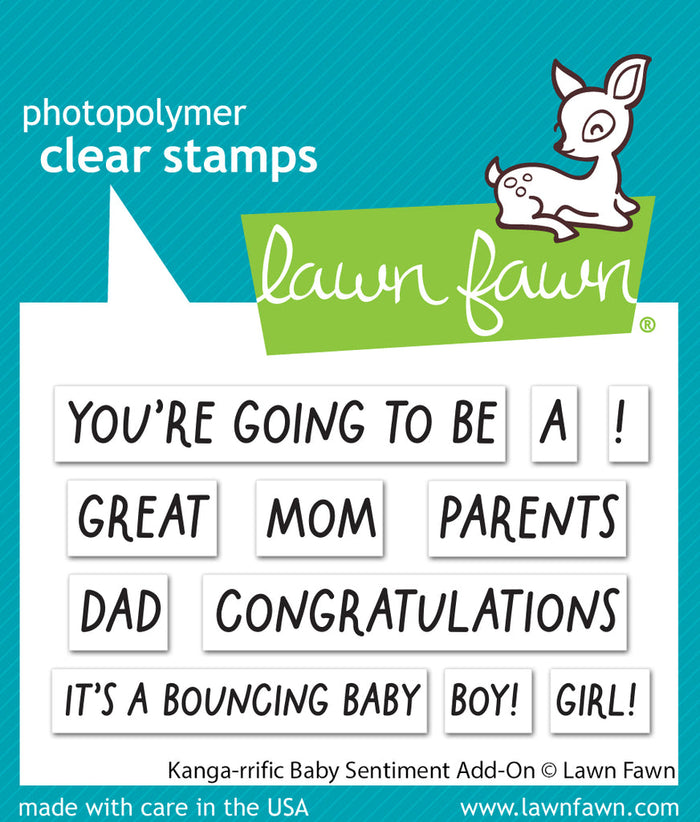 Lawn Fawn - KANGA-RRIFIC BABY SENTIMENT Add-On - Stamps Set