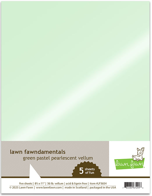 Lawn Fawn Pastel Pearlescent Vellum GREEN 8 5x11 Paper Pack 5 Shee lawn-fawn-pastel-pearlescent-vellum-green-8-5x11-paper-pack-5-shee
