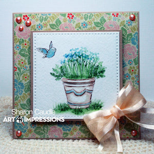 Art Impressions - Watercolor Cling Rubber Stamp Set - ORNATE CONTAINER