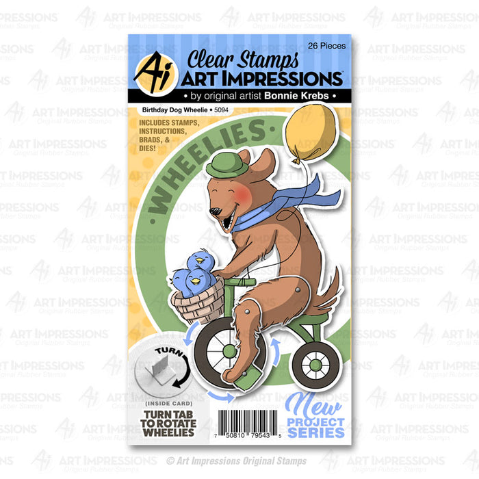 Art Impressions - BIRTHDAY DOG Wheelie - Stamp and Die Set - 30% OFF!