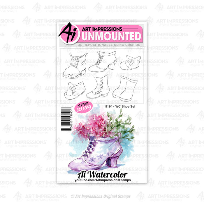Art Impressions - Cling Rubber Watercolor Stamp Set - SHOE