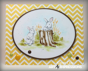 Art Impressions - Watercolor Cling Rubber Stamp Set - BUNNIES