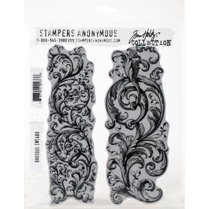 Tim Holtz Stampers Anonymous Cling Mount Rubber Stamp Set - BAROQUE Flourishes