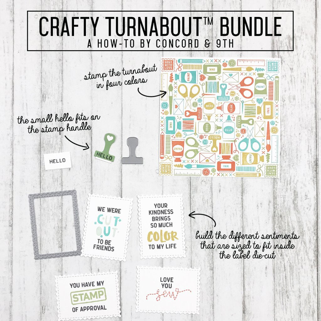 Concord & 9th - CRAFTY TURNABOUT Stamps and CRAFTY Dies BUNDLE ...