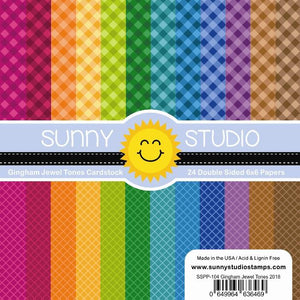 Sunny Studio - GINGHAM JEWEL TONES PAPER - 24 Double Sided Sheets 6x6