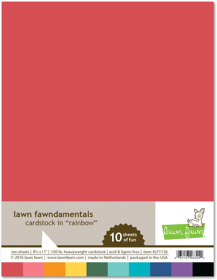 Lawn Fawn - RAINBOW Collection Cardstock - 8.5x11 Paper Pack 10 Sheets *