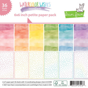 Lawn Fawn - WATERCOLOR WISHES RAINBOW - Petite Paper Pack 6x6 - 36 sheets