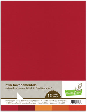 Lawn Fawn - TEXTURED CANVAS cardstock 8.5x11 Paper Pack - RED and ORANGE