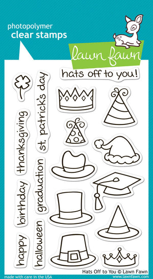 Lawn Fawn - HATS OFF TO YOU - Clear Stamps set - Hallmark Scrapbook - 1