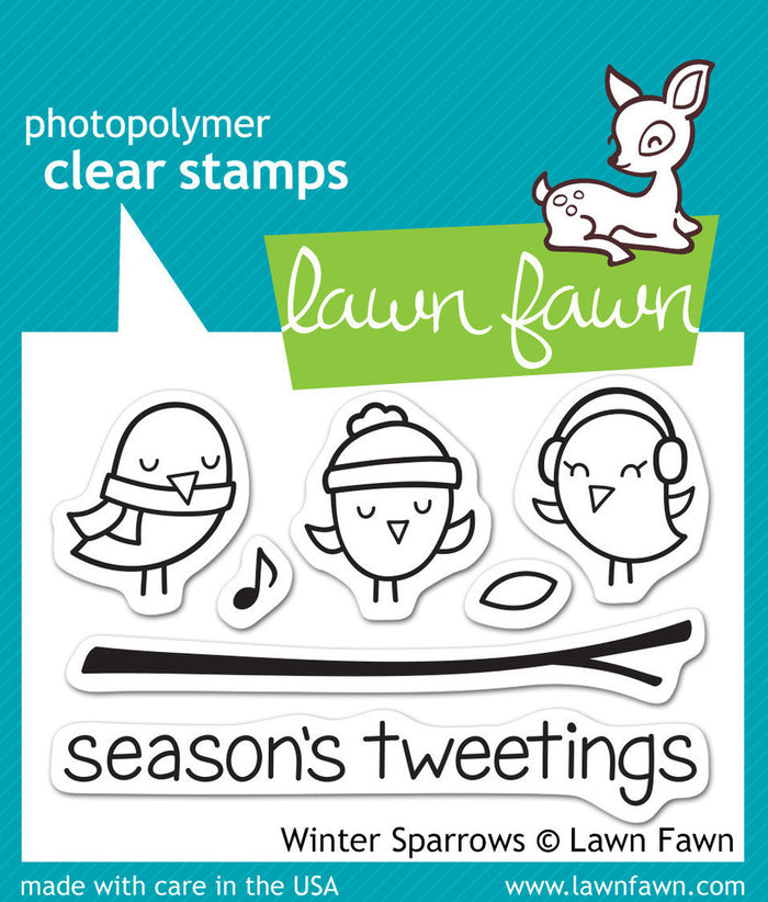 Lawn Fawn - Winter Sparrows - CLEAR STAMPS 7 pc *