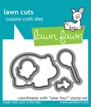 Lawn Fawn - Year Four - Hippo Birdie to you  - LAWN CUTS Dies 4 pc - Hallmark Scrapbook - 1