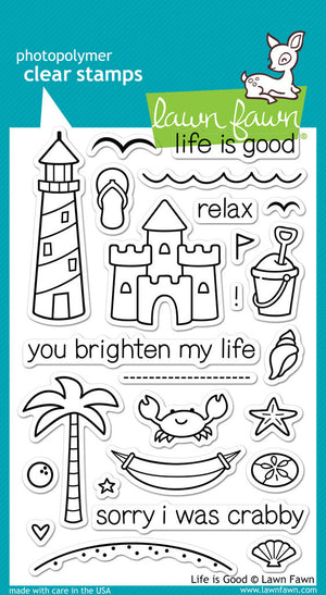 Lawn Fawn - Life Is Good - CLEAR STAMPS 25 pc - Hallmark Scrapbook - 1