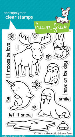 Lawn Fawn - Critters in the Arctic - CLEAR STAMPS 18 pc - Hallmark Scrapbook - 1