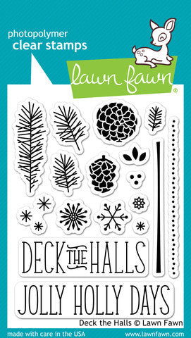 Lawn Fawn - Deck the Halls - CLEAR STAMPS 17 pc - Hallmark Scrapbook - 1