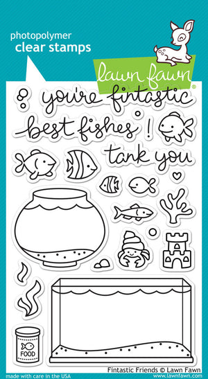 Lawn Fawn - FINTASTIC FRIENDS - Clear STAMPS 23pc - Hallmark Scrapbook