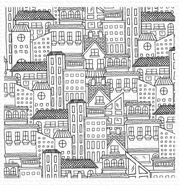 My Favorite Things - CITY BLOCK Background - Rubber Stamp