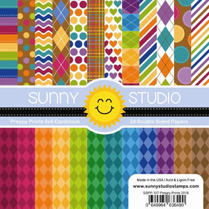 Sunny Studio - PREPPY PRINTS - 24 Double Sided Sheets 6x6