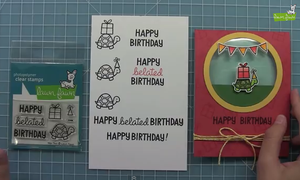 Lawn Fawn - Year Two - Birthday Turtle - CLEAR STAMPS 7 pc - Hallmark Scrapbook - 3