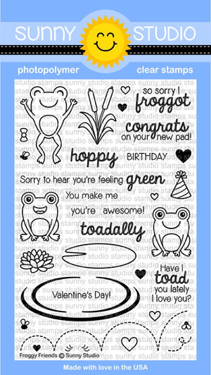 Sunny Studio - FROGGY FRIENDS - Clear Stamps Set