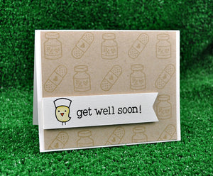 Lawn Fawn - Get Well Soon - CLEAR STAMPS 8 pc - Hallmark Scrapbook - 2