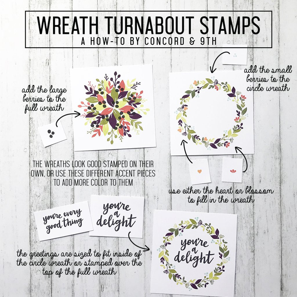 Concord & 9th - WREATH TURNABOUT Stamps and YOU'RE MY HAPPY Die BUNDLE ...