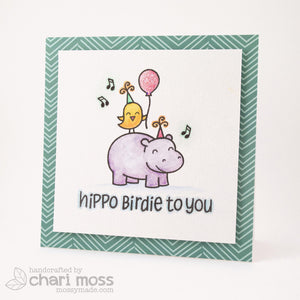 Lawn Fawn - Year Four- Hippo Birdie to you- CLEAR STAMPS 6 pc - Hallmark Scrapbook - 9