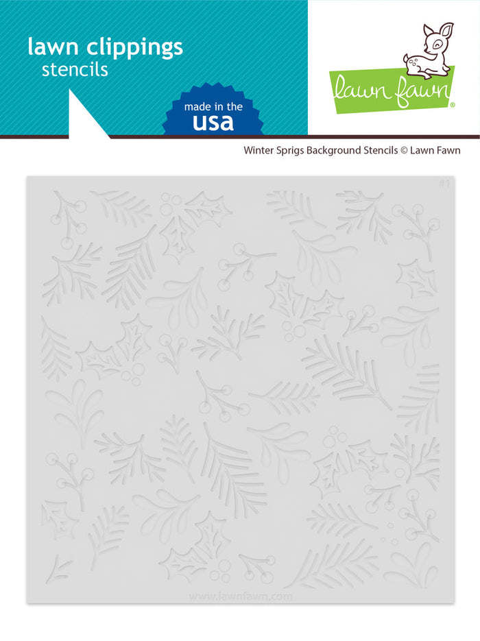 Lawn Fawn - WINTER SPRIGS Background - Lawn Clippings - Stencil Set of 3 Stencils