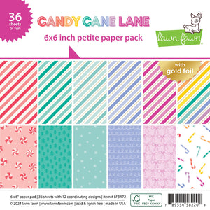 Lawn Fawn - CANDY CANE LANE - Petite Paper Pack 6x6 with Gold Foil Accents