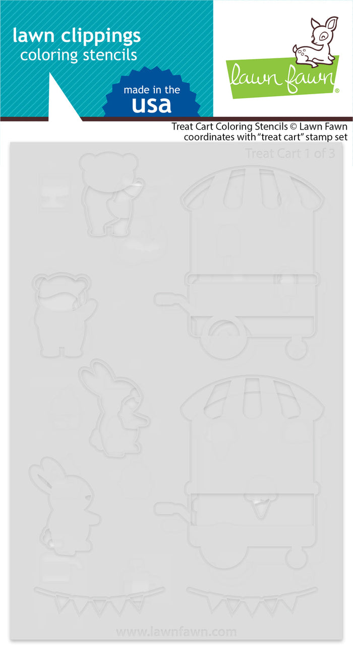 Lawn Fawn - TREAT CART Coloring Stencils - Lawn Clippings - Stencil Set