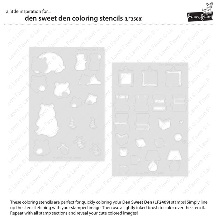 Lawn Fawn - DEN SWEET DEN - Coloring Stencils