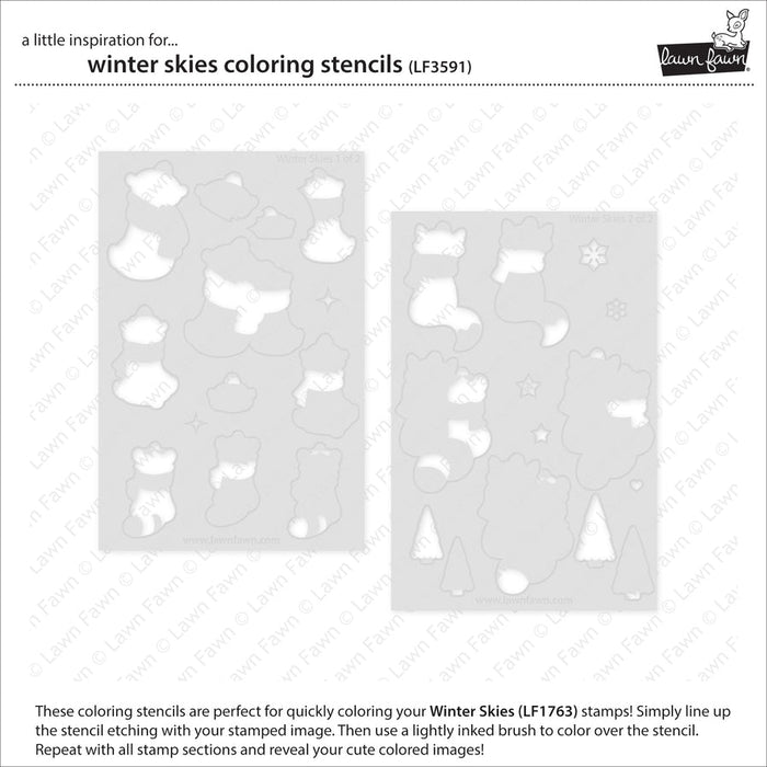 Lawn Fawn - WINTER SKIES - Coloring Stencils