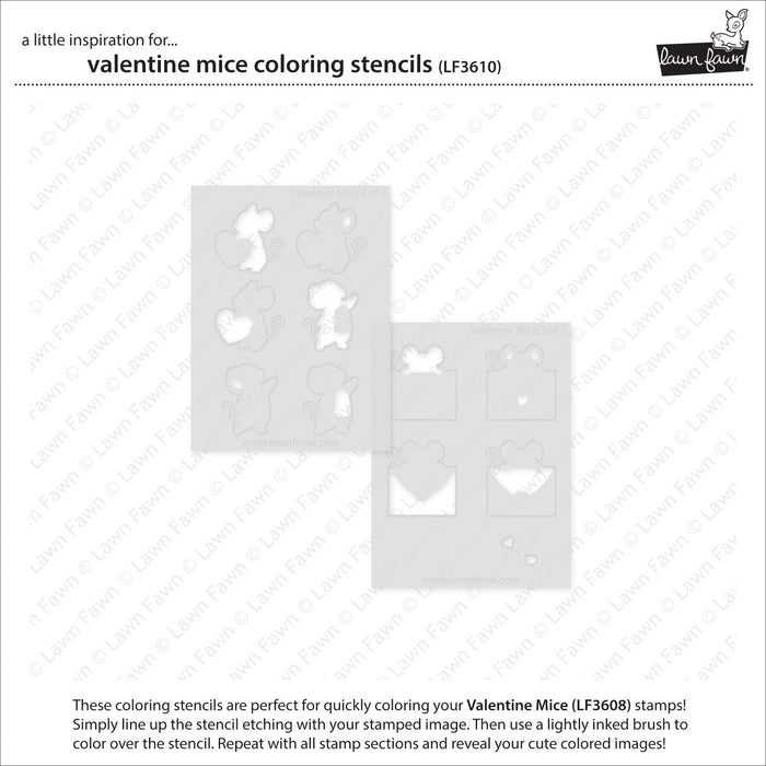 Lawn Fawn - VALENTINE MICE - Coloring Stencils