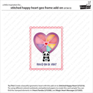 Lawn Fawn - Stitched Happy Heart GEO FRAME Add-On Die set