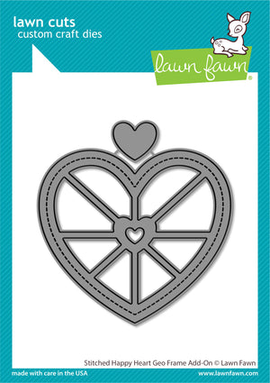 Lawn Fawn - Stitched Happy Heart GEO FRAME Add-On Die set