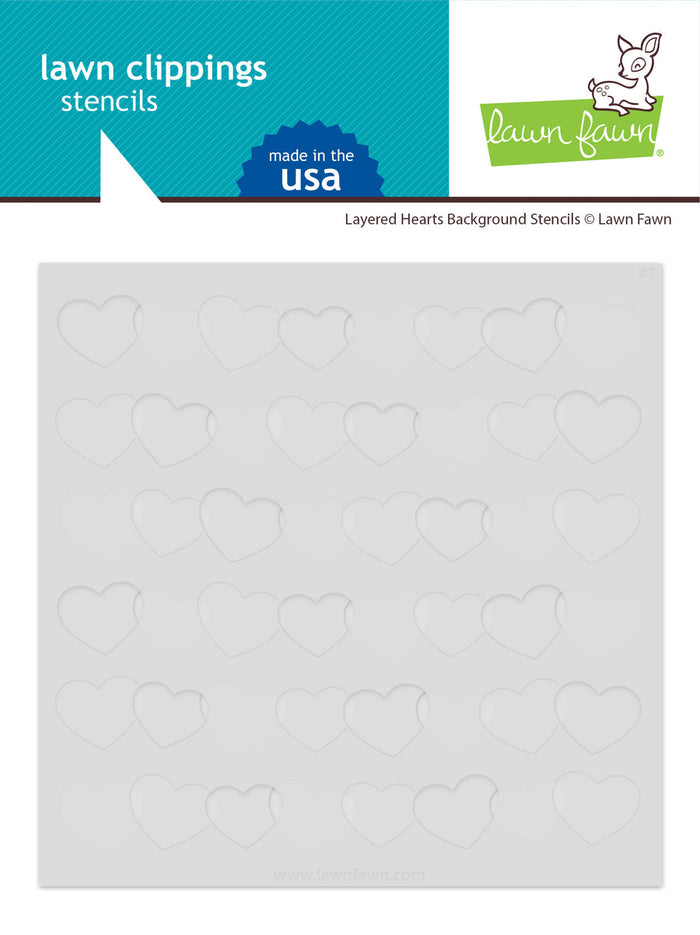 Lawn Fawn - LAYERED HEARTS Background - Lawn Clippings - 3pc Stencil Set