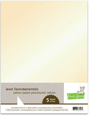 Lawn Fawn - Pastel Pearlescent Vellum YELLOW - 8.5x11 Paper Pack 5 Sheets