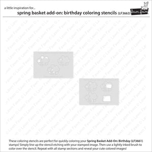 Lawn Fawn - Spring Basket Add-On: BIRTHDAY - Coloring Stencils