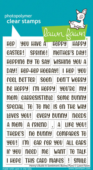 Lawn Fawn - Henry's Build a Sentiment: BUNNY PUNS - Stamps Set