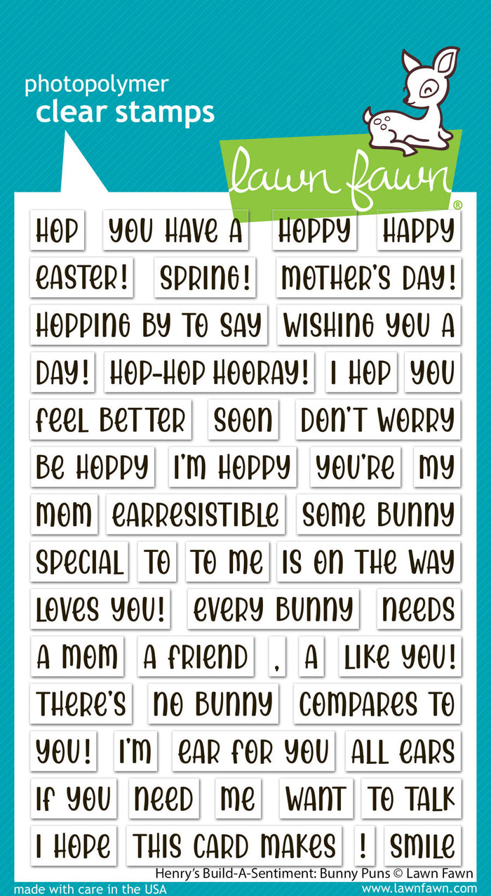 Lawn Fawn - Henry's Build a Sentiment: BUNNY PUNS - Stamps Set