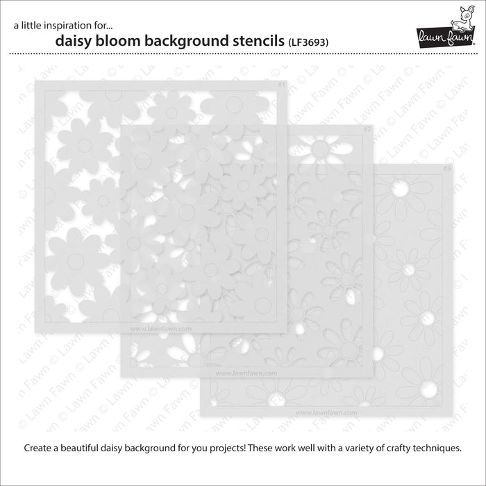 Lawn Fawn - DAISY BLOOM Background - Lawn Clippings - 3pc Stencil set
