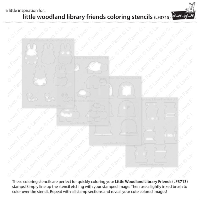 Lawn Fawn - LITTLE WOODLAND LIBRARY FRIENDS - Coloring Stencils