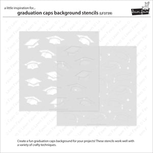 Lawn Fawn - GRADUATION CAPS Background - Lawn Clippings - 2pc Stencil set