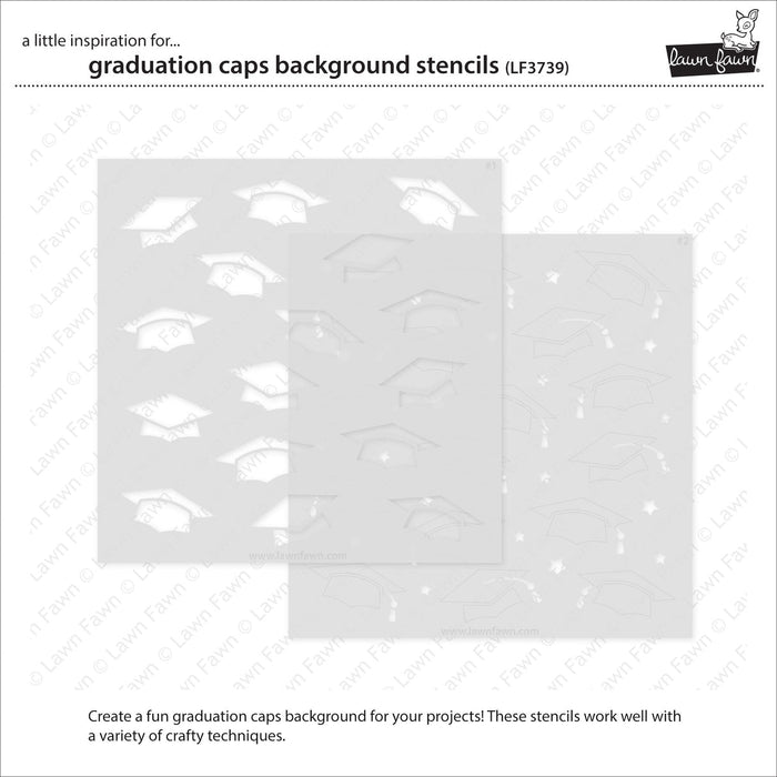 Lawn Fawn - GRADUATION CAPS Background - Lawn Clippings - 2pc Stencil set