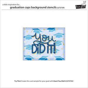 Lawn Fawn - GRADUATION CAPS Background - Lawn Clippings - 2pc Stencil set