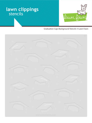 Lawn Fawn - GRADUATION CAPS Background - Lawn Clippings - 2pc Stencil set