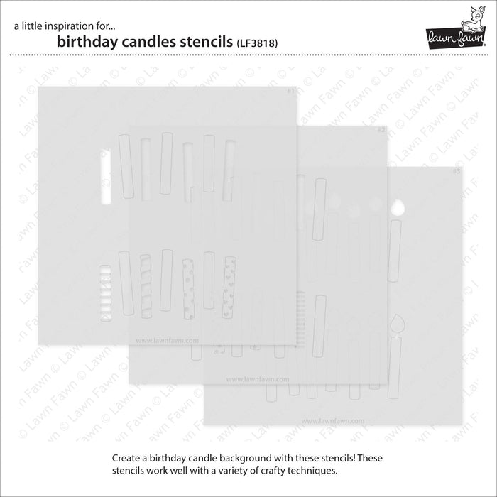 Lawn Fawn - BIRTHDAY CANDLES - Lawn Clippings - 3pc Layering Stencil set