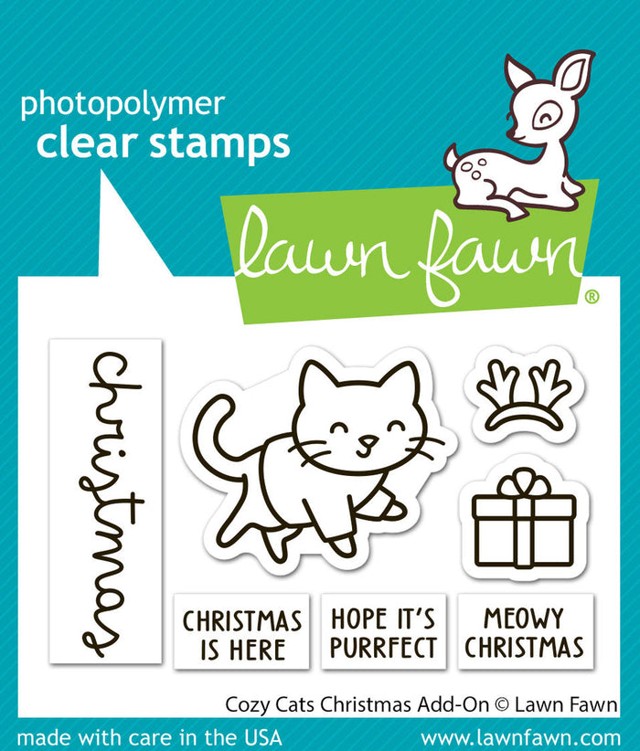 Lawn Fawn - COZY CATS CHRISTMAS Add-On - Stamps Set