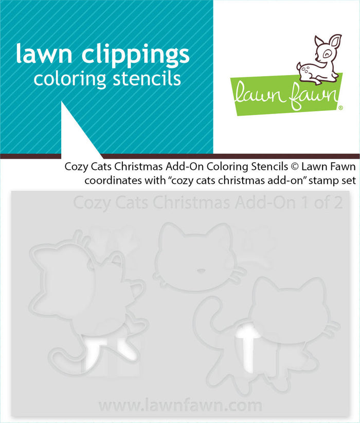 Lawn Fawn - COZY CATS CHRISTMAS Add-On  - Coloring Stencils