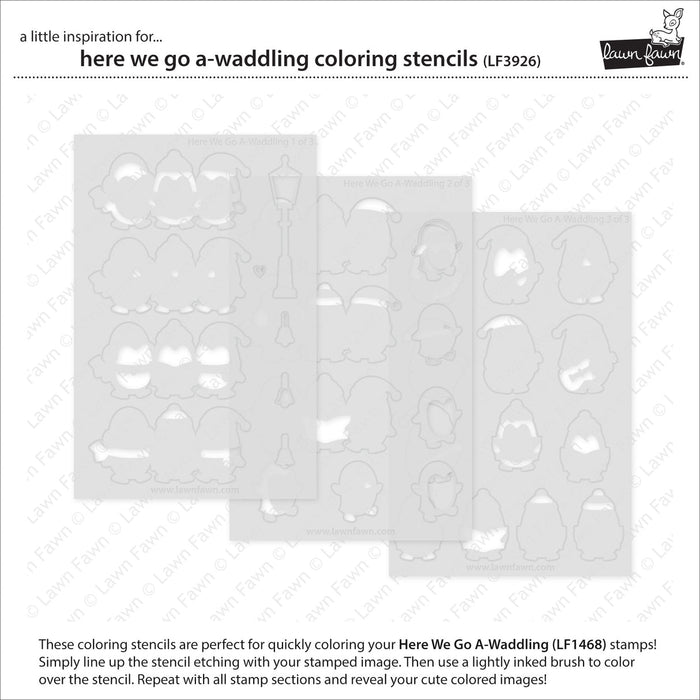 Lawn Fawn - HERE WE GO A-WADDLING - Coloring Stencils