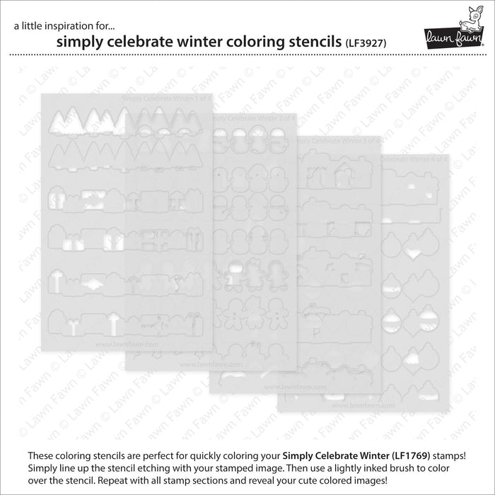 Lawn Fawn - SIMPLY CELEBRATE WINTER - Coloring Stencils